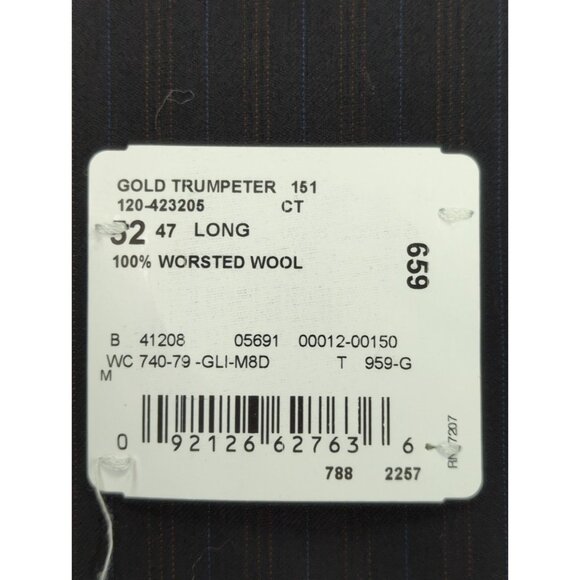 Hart Schaffner Marx Men’s 47x40 Black Pleated Pinstripe Dress Pants Unhemmed - Picture 4 of 10